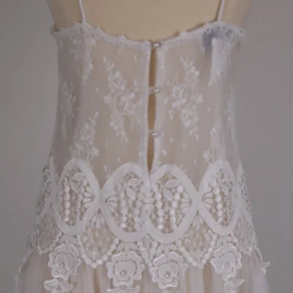 🌺 Vtg Jessica McClintock White Bridal Lace Nightgown Negligee Victorian Dress S - Picture 14 of 15